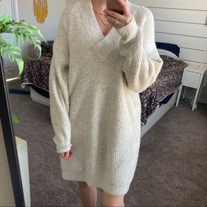 cozy oversized v neck Zara knit sweater dress